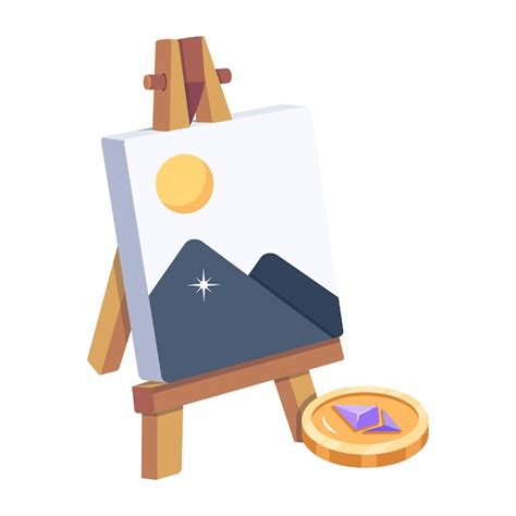 Premium Vector | A painting on an easel with a purple diamond on it.