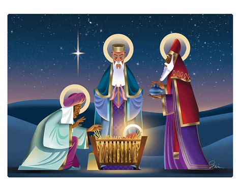 3 Wise Men and Baby Jesus Digital Art by Trevor Irvin