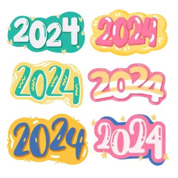 Cute Vector Big Set 2024 Happy New Year Colourful Logo Text Design ...