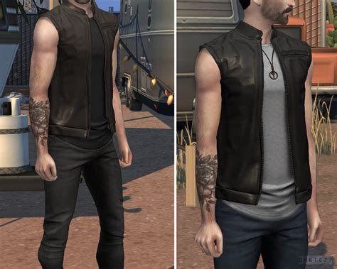 Leather Vest - Darte77 | Custom Content for TS4 | Sims 4 male clothes, Sims 4 men clothing, Sims