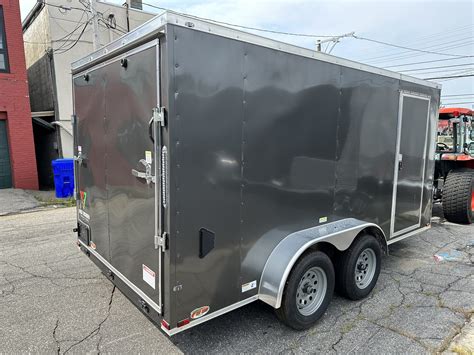 Best Enclosed Cargo Trailer 7’x14′ Charcoal RAMP Dual Axle