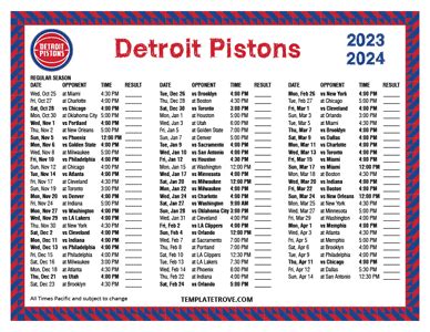 Printable 2023-2024 Detroit Pistons Schedule