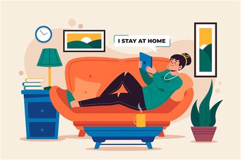 Free Vector | Stay at home concept