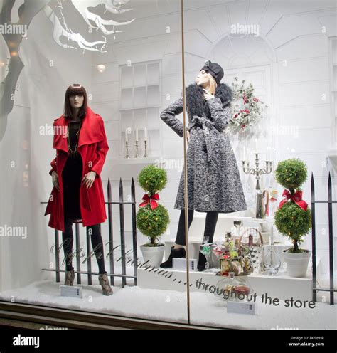 Christmas Shop Window Display of Womens Fashion at Fenwicks Stock Photo ...