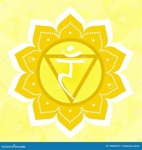 Vector Illustration with Manipura Chakra Symbol on Yellow Background ...