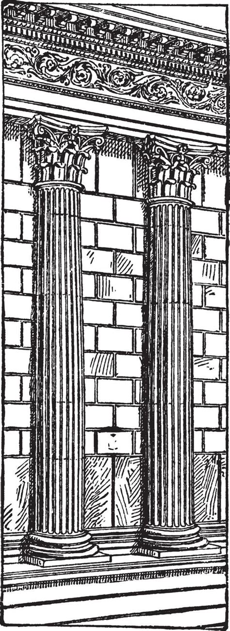 Semi-Columns, Engaged columns of the Maison Carree, vintage engraving. 13559506 Vector Art at ...