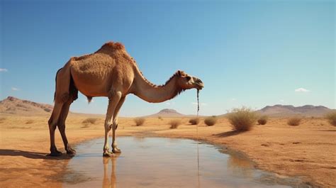 Premium AI Image | Camel drinking water desert sahara stock photo Ai generated art