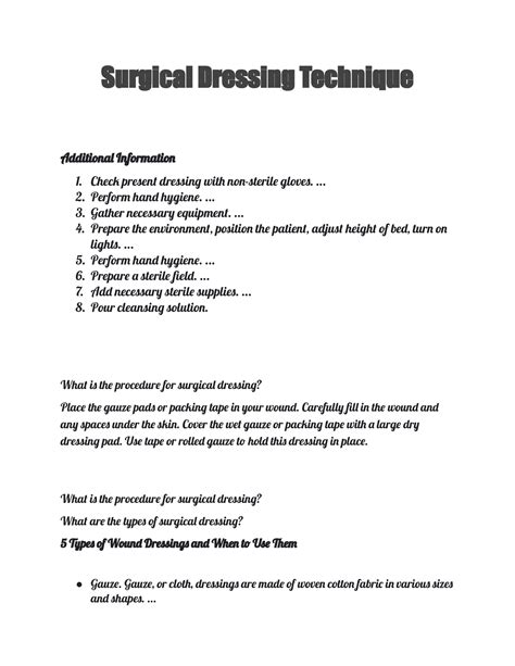 Surgical Dressing Technique - Surgical Dressing Technique Additional ...