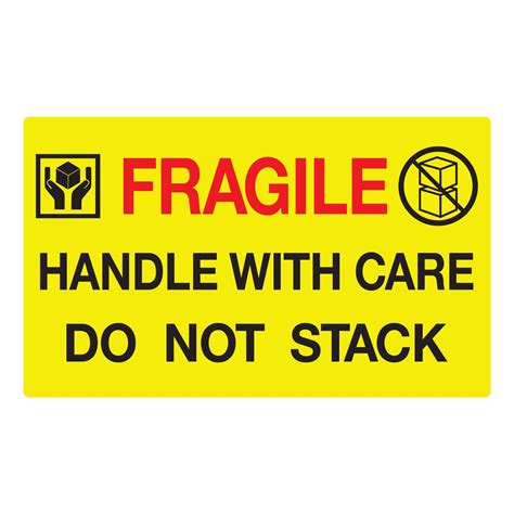 Buy Jumbo Fluorescent Yellow"Fragile Handle with Care Do Not Stack" Pallet Labels, 250 Labels ...