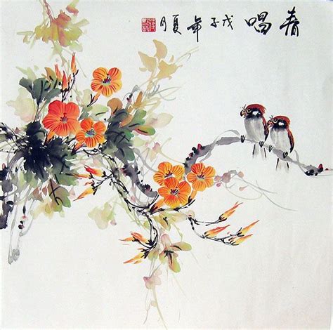 Flowers and Birds - Chinese flower painting | Flower painting, Painting ...