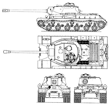 IS-2 tank Blueprint - Download free blueprint for 3D modeling