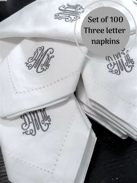 Set of 100 Bulk Monogrammed Cloth Wedding Napkins Linen - Etsy ...