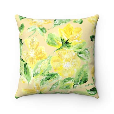 Yellow Floral Pillow yellow throw pillow floral throw