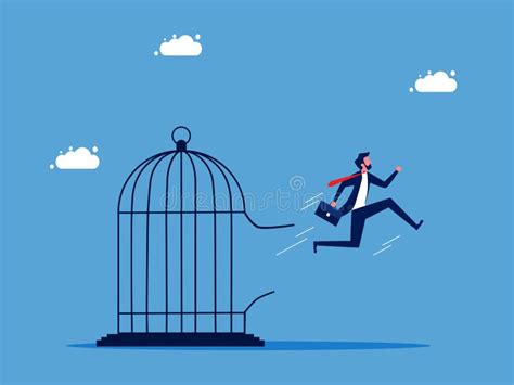 Freedom and Get Out Comfort Zone. Businessman Escapes from Prison Stock Vector - Illustration of ...