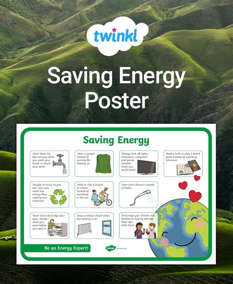 This beautifully illustrated Saving Energy poster conveys the message ...