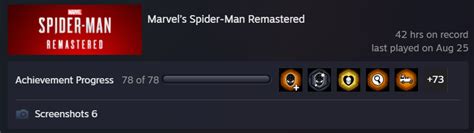 Spider-Man 100% - Nice to see PS exclusives on Steam : r/steamachievements