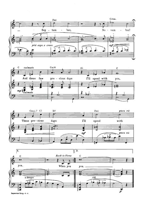 SEPTEMBER SONG Piano Sheet music | Easy Sheet Music