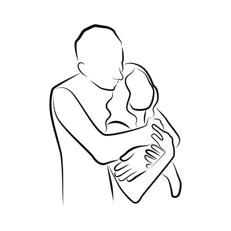 Hugging Lovers in Linear Style 19019435 Vector Art at Vecteezy