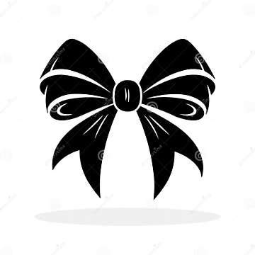 Bow Icon. Black Gift Bow Icon Isolated on White. Gift Bow Icon Drawing ...