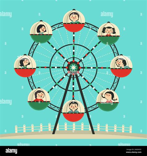 Happy kids ride Ferris wheel vector icon Stock Vector Image & Art - Alamy