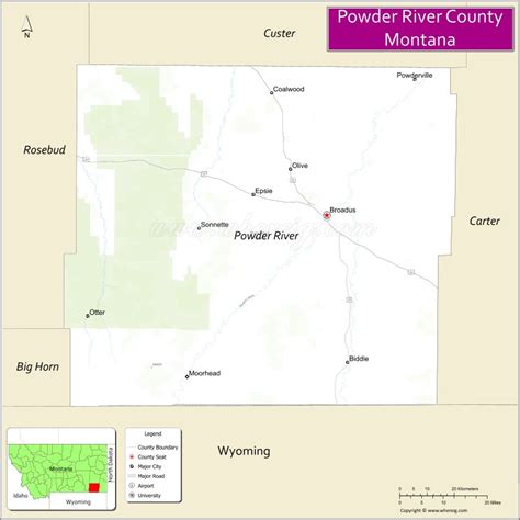 Map of Powder River County, Montana - Thong Thai Real