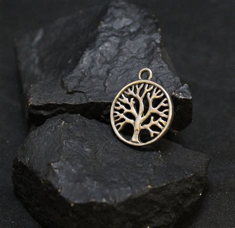 Tree Of Life Silver Pendant, Silver Tree Charm Pendant, Round Tree Of Life Silver Pendant Charm