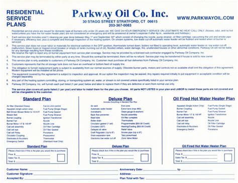 service contract - Parkway Oil Co. Inc | Cheapest Heating Oil Fairfield CT