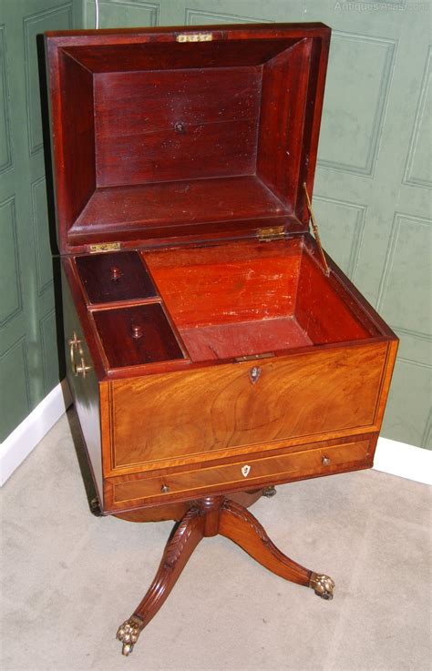 Antiques Atlas - Regency Mahogany And Inlaid Teapoy/ Caddy On Stand