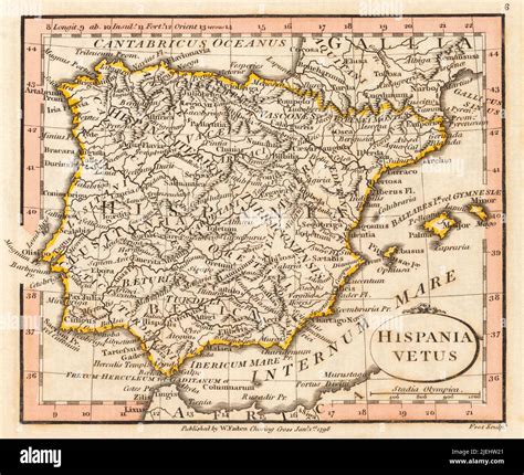 Hispania vetus. Ancient Spain. 1798 map by cartographer William Faden ...