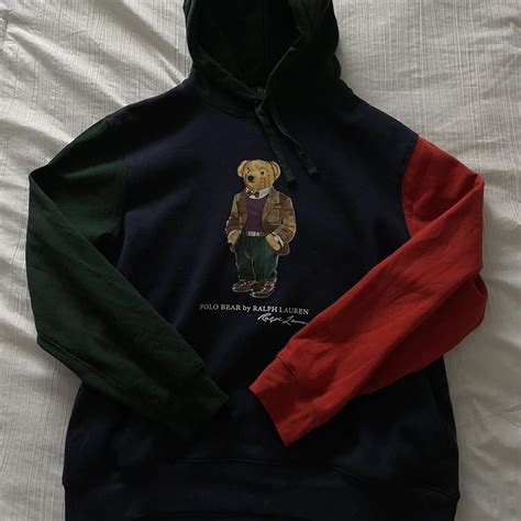 Polo Ralph Lauren Bear Hoodie Large Worn... - Depop