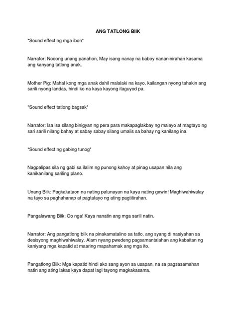 Ang Tatlong Biik Script | PDF