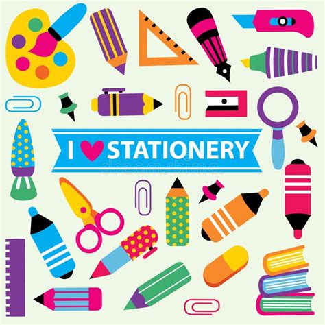 Stationery clip art set stock vector. Illustration of ballpoint - 58057864