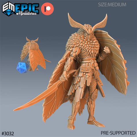 3D Printable Moth Warrior / Huge Insect Hybrid / Male Insectoid / Winged Humanoid / Butterfly ...