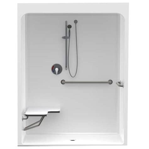 Aquatic Accessible Acrylic 60 in. x 30 in. x 78.8 in. 1-Piece ADA Shower Stall w/ Left Seat and ...