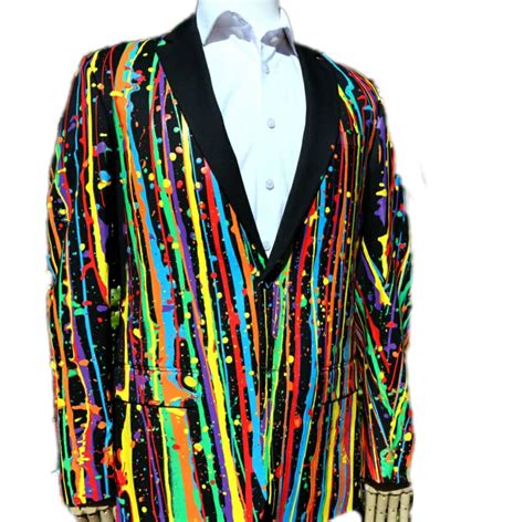 Rainbow Painted Jacket Rainbow Costume for Men Mardi Gras Costume Blazer Blue, Purple, Green ...