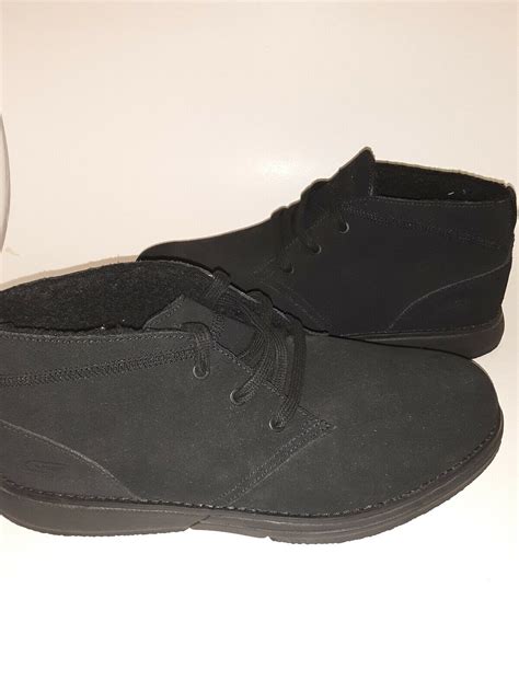 Skechers Goga Mat Black Suede Men Shoes Size 8 - Gem