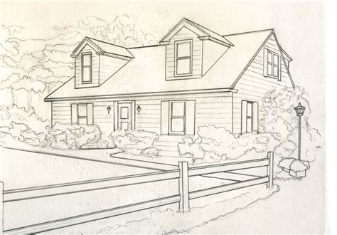 house for catelog drawing B greyscale small | House drawing ...