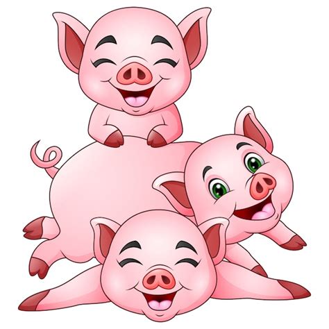 Premium Vector | Cartoon three little pig in a party cap