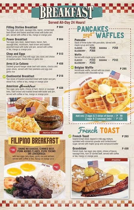 Menu at Filling Station Bar And Cafe, Makati, P Burgos