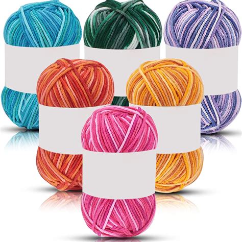 6 Pieces 50 g Crochet Yarn Multi-Colored Acrylic Knitting Yarn Hand ...