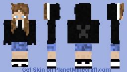 black hoodie girl Minecraft Skin