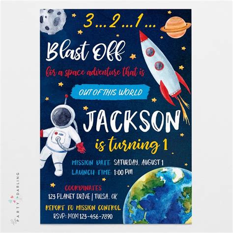 Galaxy Space Birthday Party Invitation | Space birthday party, Space ...