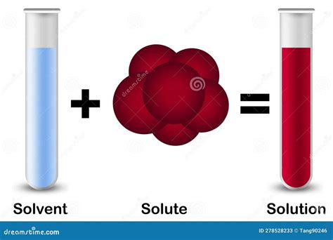 Solute, Solvent and Solution Isolated with Red Solute Stock Illustration - Illustration of ...