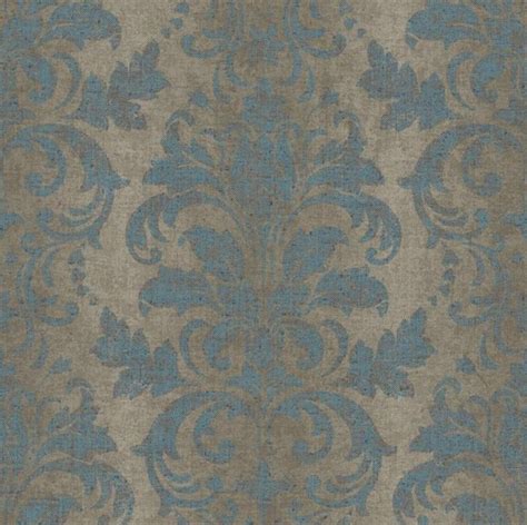 Antique Blue Damask Wallpaper Vintage Country French Old | Etsy