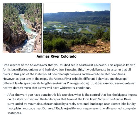 Solved Animas River Colorado Both reaches of the Animas | Chegg.com