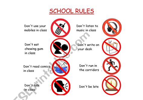 SCHOOL RULES - ESL worksheet by nephelie