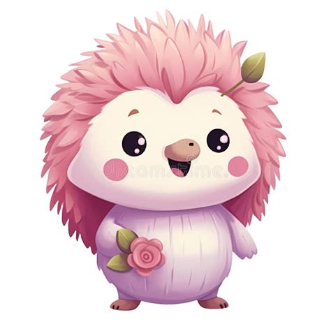 Cute Hedgehog Pink Valentine Clipart Illustration AI Generative Stock ...