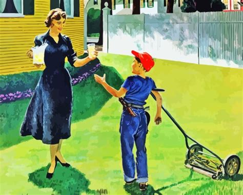 Little Boy Mowing Grass - 5D Diamond Painting - DiamondPaintings.SHOP