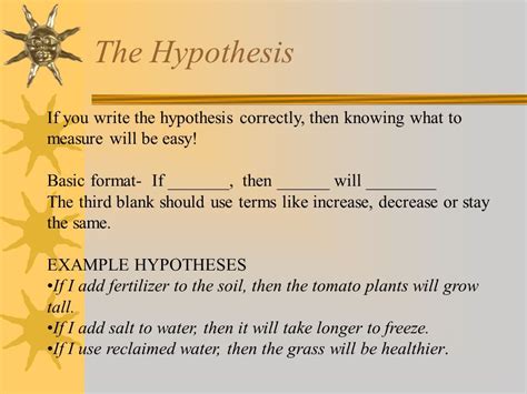 Science Hypothesis Examples Written