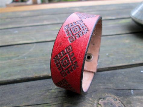 Leather Bracelethandmade Patternshand Engravinghandcrafted - Etsy